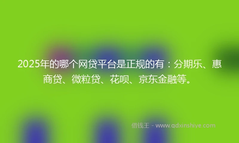 2025年的哪个网贷平台是正规的有：分期乐、惠商贷、微粒贷、花呗、京东金融等。