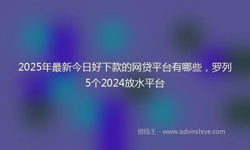 2025年最新今日好下款的网贷平台有哪些，罗列5个2024放水平台