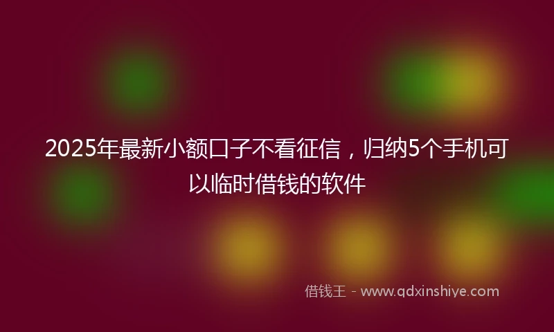 2025年最新小额口子不看征信，归纳5个手机可以临时借钱的软件