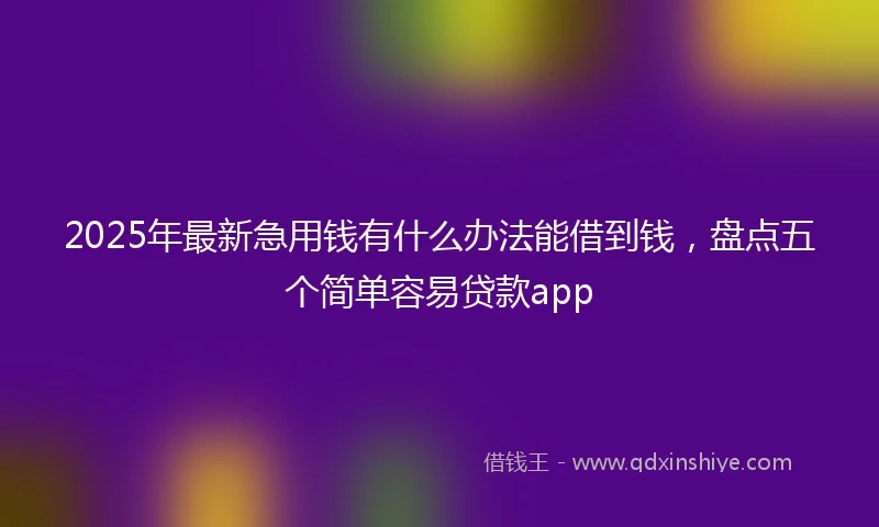 2025年最新急用钱有什么办法能借到钱，盘点五个简单容易贷款app