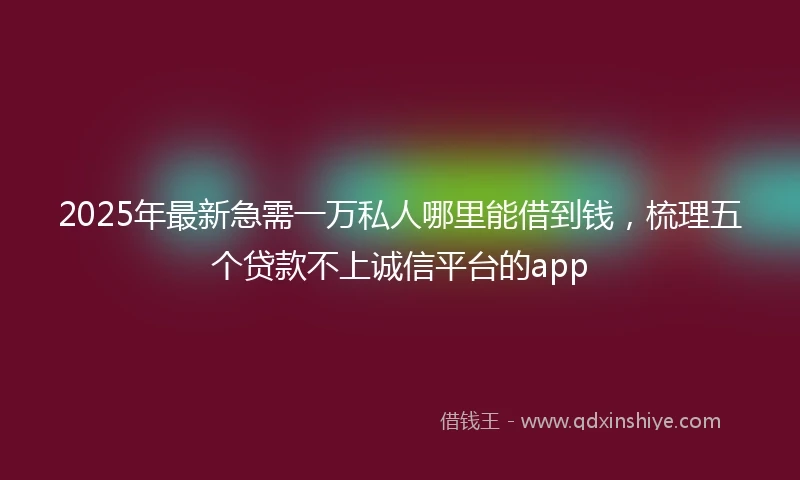 2025年最新急需一万私人哪里能借到钱，梳理五个贷款不上诚信平台的app