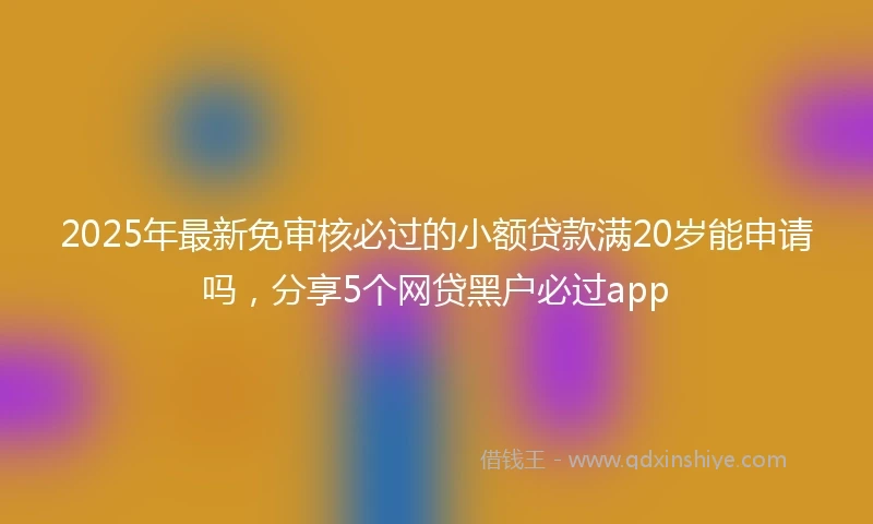 2025年最新免审核必过的小额贷款满20岁能申请吗，分享5个网贷黑户必过app