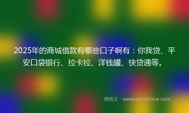 2025年的商城借款有哪些口子啊有：你我贷、平安口袋银行、拉卡拉、洋钱罐、快贷通等。