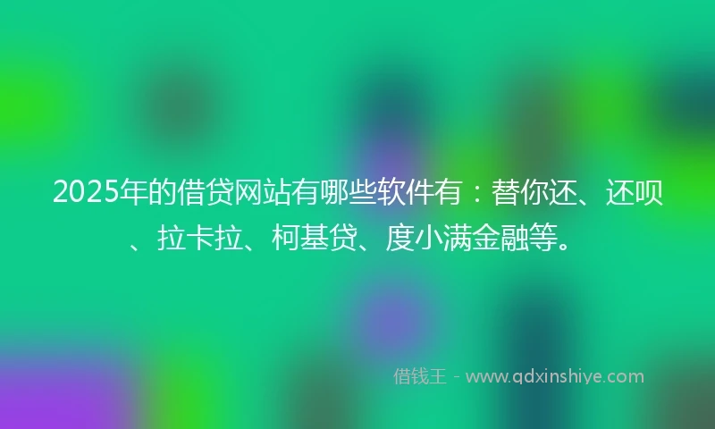 2025年的借贷网站有哪些软件有：替你还、还呗、拉卡拉、柯基贷、度小满金融等。