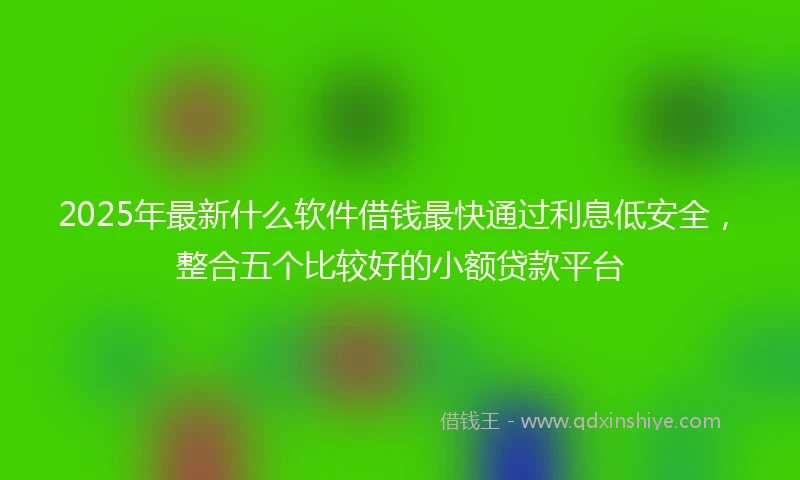 2025年最新什么软件借钱最快通过利息低安全，整合五个比较好的小额贷款平台