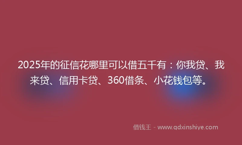 2025年的征信花哪里可以借五千有：你我贷、我来贷、信用卡贷、360借条、小花钱包等。