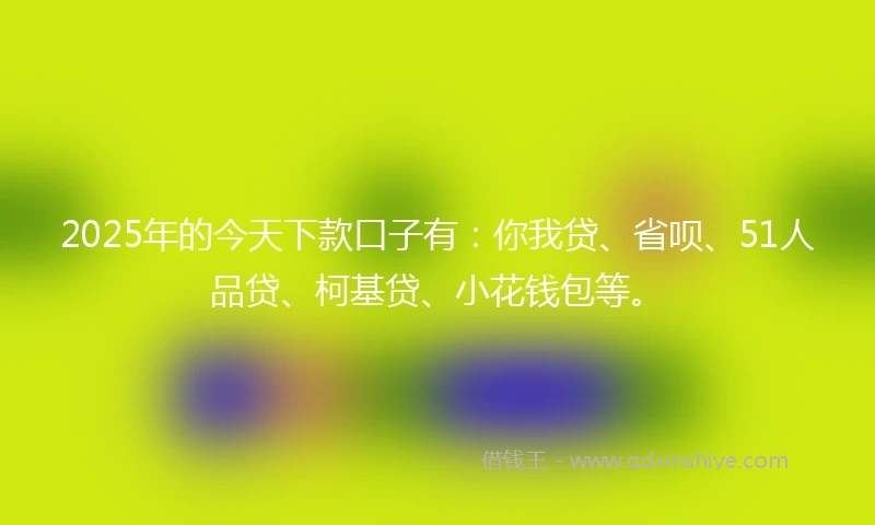 2025年的今天下款口子有：你我贷、省呗、51人品贷、柯基贷、小花钱包等。