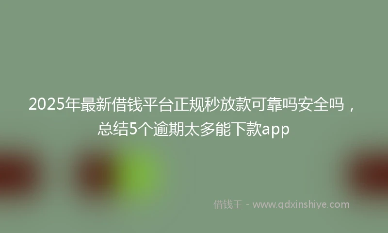 2025年最新借钱平台正规秒放款可靠吗安全吗，总结5个逾期太多能下款app