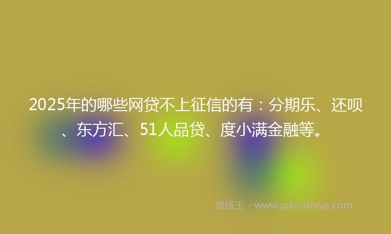 2025年的哪些网贷不上征信的有：分期乐、还呗、东方汇、51人品贷、度小满金融等。