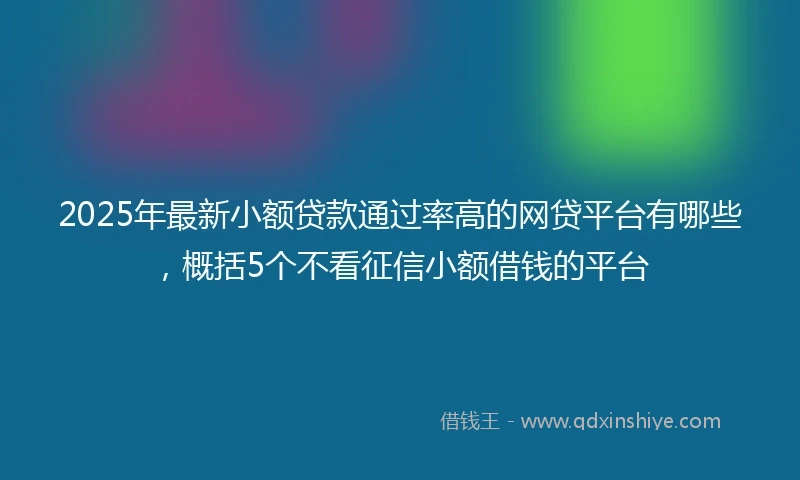 2025年最新小额贷款通过率高的网贷平台有哪些，概括5个不看征信小额借钱的平台