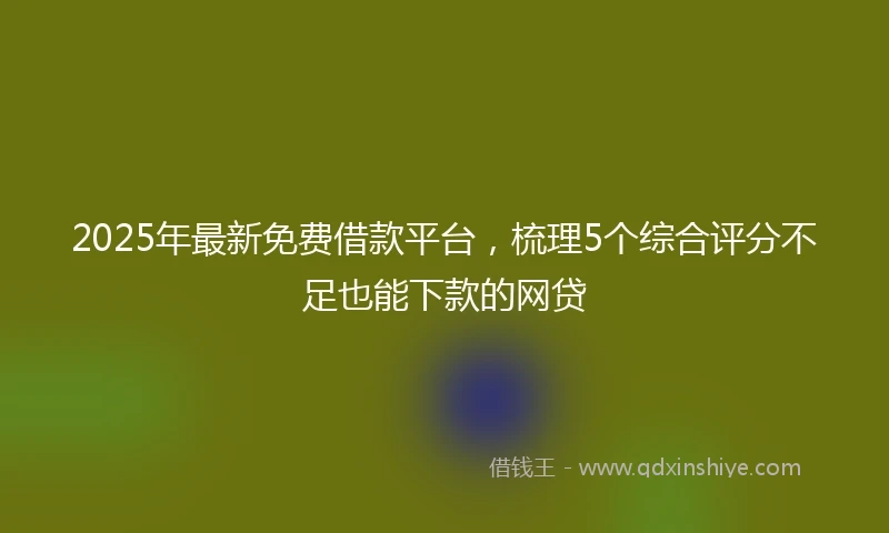 2025年最新免费借款平台，梳理5个综合评分不足也能下款的网贷