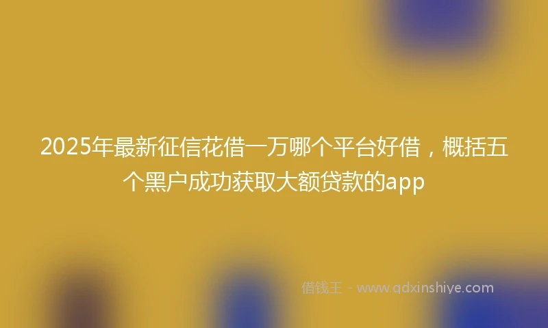 2025年最新征信花借一万哪个平台好借，概括五个黑户成功获取大额贷款的app