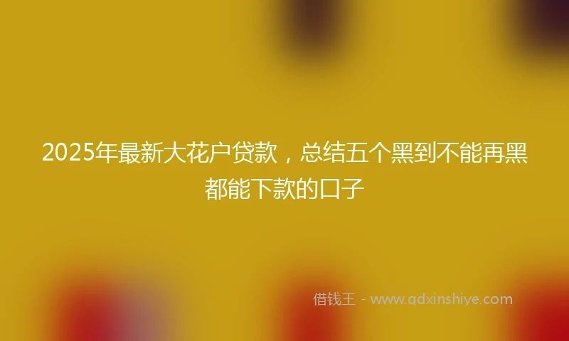 2025年最新大花户贷款，总结五个黑到不能再黑都能下款的口子