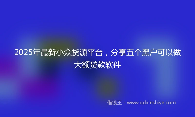 2025年最新小众货源平台，分享五个黑户可以做大额贷款软件
