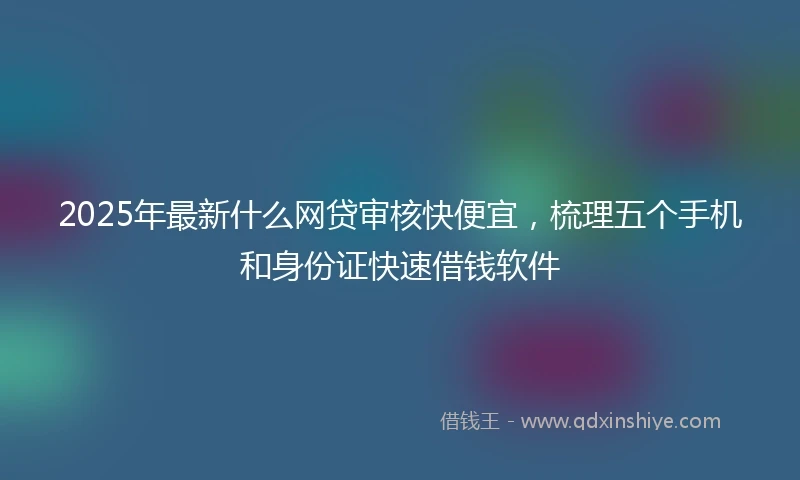 2025年最新什么网贷审核快便宜，梳理五个手机和身份证快速借钱软件