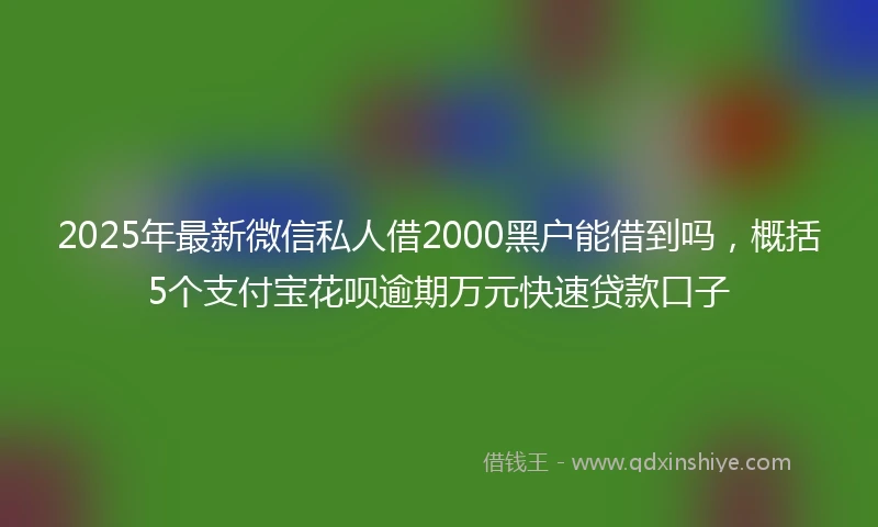 2025年最新微信私人借2000黑户能借到吗，概括5个支付宝花呗逾期万元快速贷款口子