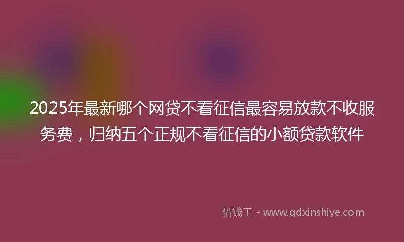2025年最新哪个网贷不看征信最容易放款不收服务费，归纳五个正规不看征信的小额贷款软件