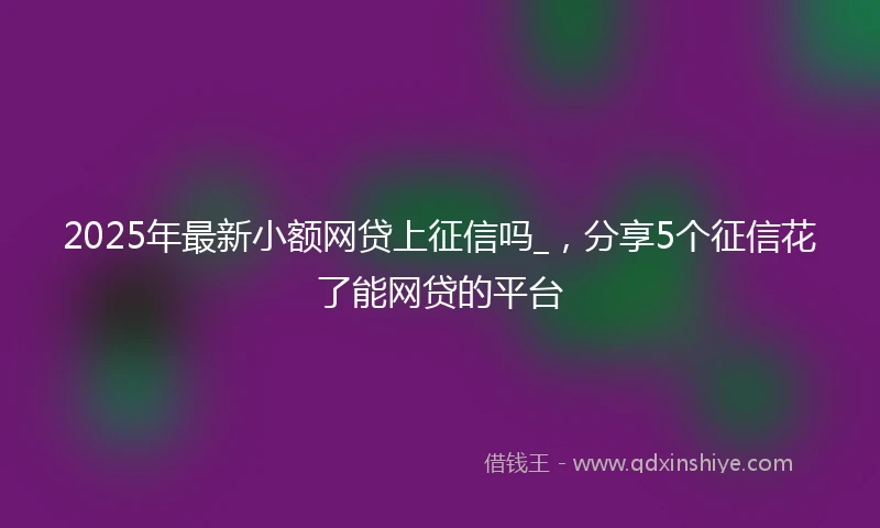 2025年最新小额网贷上征信吗_，分享5个征信花了能网贷的平台