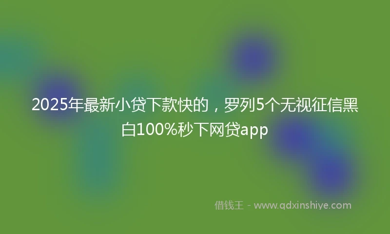 2025年最新小贷下款快的，罗列5个无视征信黑白100%秒下网贷app
