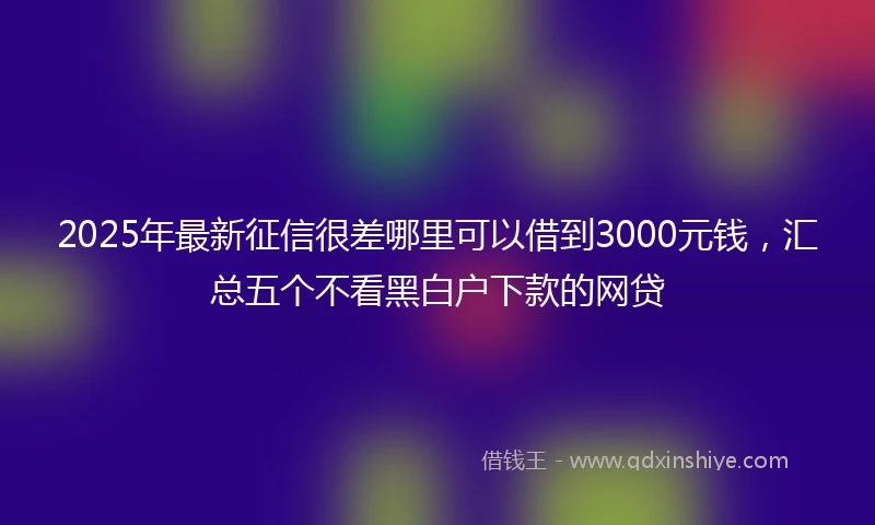 2025年最新征信很差哪里可以借到3000元钱，汇总五个不看黑白户下款的网贷