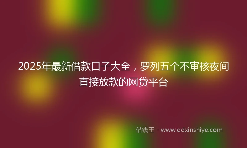 2025年最新借款口子大全，罗列五个不审核夜间直接放款的网贷平台