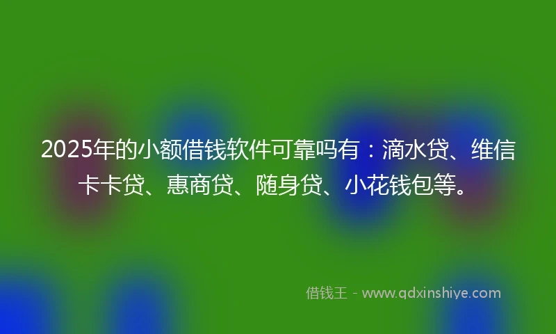 2025年的小额借钱软件可靠吗有：滴水贷、维信卡卡贷、惠商贷、随身贷、小花钱包等。