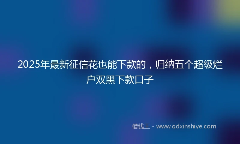 2025年最新征信花也能下款的，归纳五个超级烂户双黑下款口子