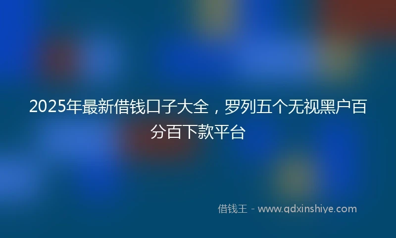 2025年最新借钱口子大全，罗列五个无视黑户百分百下款平台