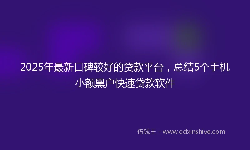 2025年最新口碑较好的贷款平台，总结5个手机小额黑户快速贷款软件