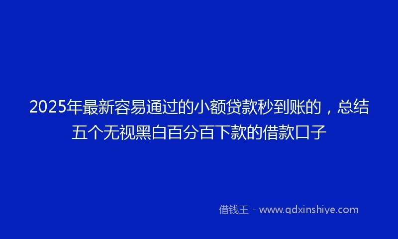 2025年最新容易通过的小额贷款秒到账的，总结五个无视黑白百分百下款的借款口子