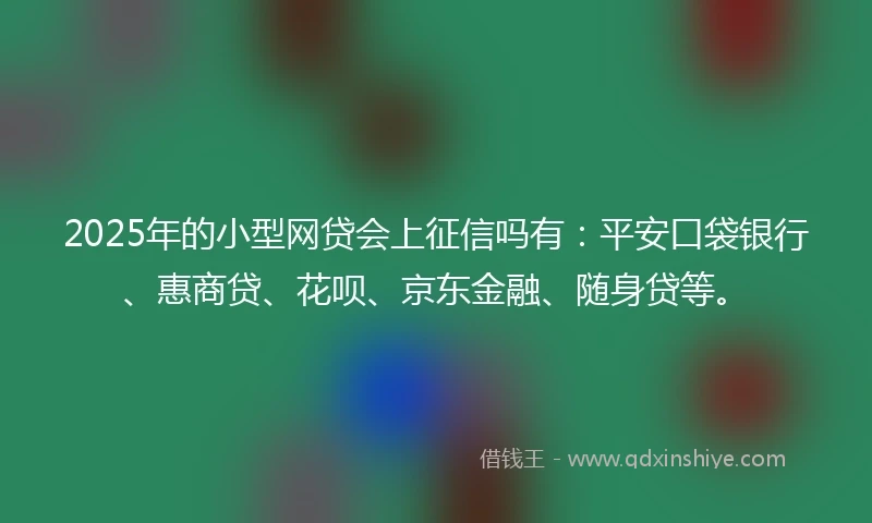 2025年的小型网贷会上征信吗有：平安口袋银行、惠商贷、花呗、京东金融、随身贷等。