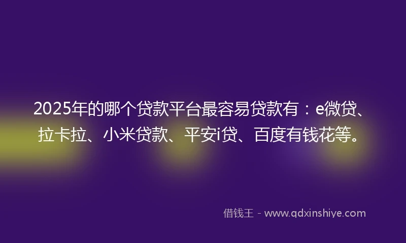2025年的哪个贷款平台最容易贷款有：e微贷、拉卡拉、小米贷款、平安i贷、百度有钱花等。