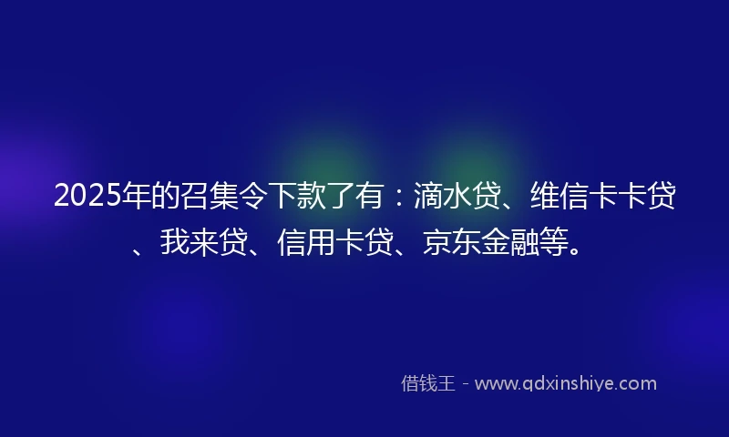 2025年的召集令下款了有：滴水贷、维信卡卡贷、我来贷、信用卡贷、京东金融等。