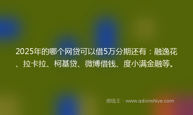2025年的哪个网贷可以借5万分期还有：融逸花、拉卡拉、柯基贷、微博借钱、度小满金融等。