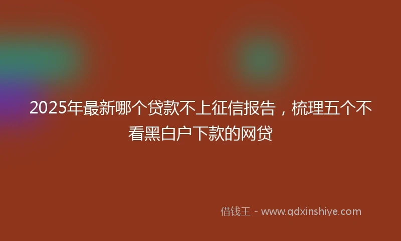 2025年最新哪个贷款不上征信报告，梳理五个不看黑白户下款的网贷