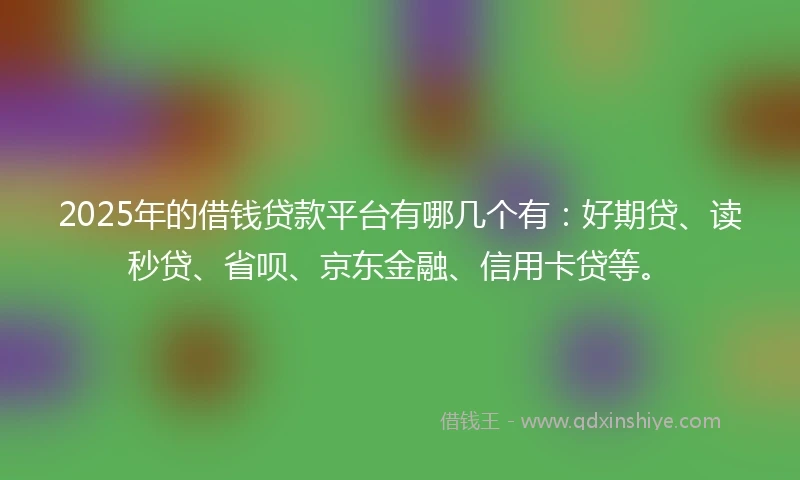 2025年的借钱贷款平台有哪几个有：好期贷、读秒贷、省呗、京东金融、信用卡贷等。