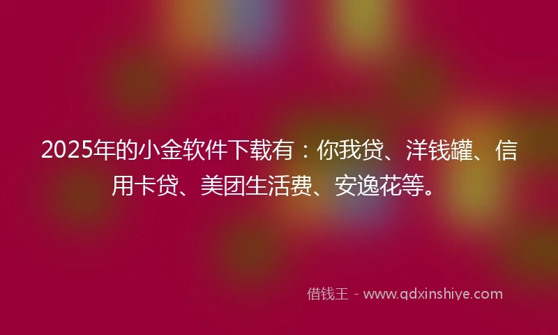 2025年的小金软件下载有：你我贷、洋钱罐、信用卡贷、美团生活费、安逸花等。