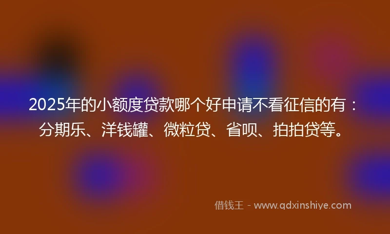 2025年的小额度贷款哪个好申请不看征信的有：分期乐、洋钱罐、微粒贷、省呗、拍拍贷等。