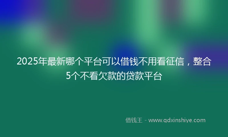 2025年最新哪个平台可以借钱不用看征信，整合5个不看欠款的贷款平台
