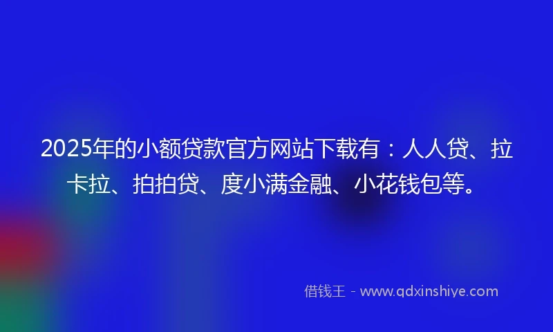 2025年的小额贷款官方网站下载有：人人贷、拉卡拉、拍拍贷、度小满金融、小花钱包等。