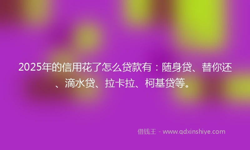 2025年的信用花了怎么贷款有：随身贷、替你还、滴水贷、拉卡拉、柯基贷等。