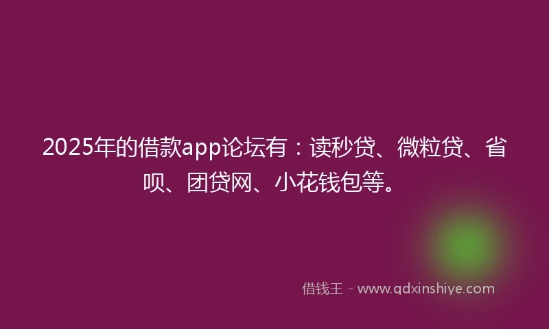 2025年的借款app论坛有：读秒贷、微粒贷、省呗、团贷网、小花钱包等。