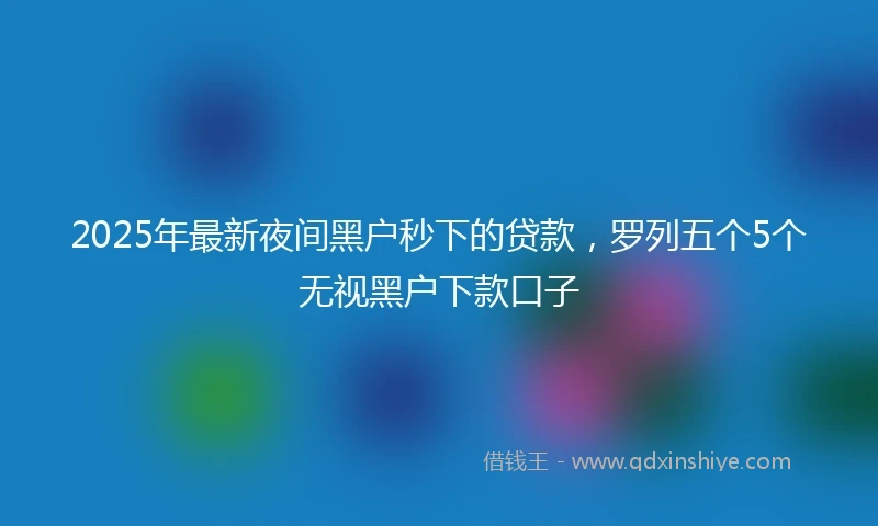 2025年最新夜间黑户秒下的贷款，罗列五个5个无视黑户下款口子