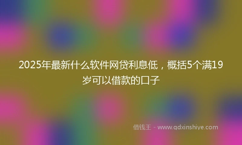 2025年最新什么软件网贷利息低，概括5个满19岁可以借款的口子