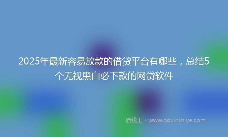 2025年最新容易放款的借贷平台有哪些，总结5个无视黑白必下款的网贷软件