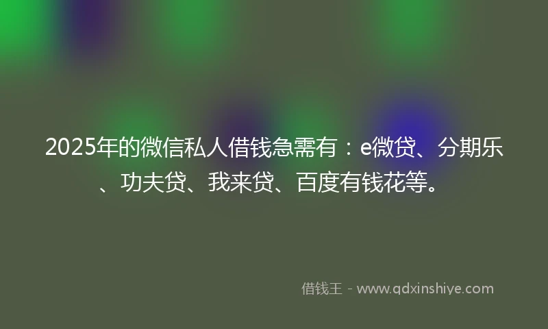 2025年的微信私人借钱急需有：e微贷、分期乐、功夫贷、我来贷、百度有钱花等。