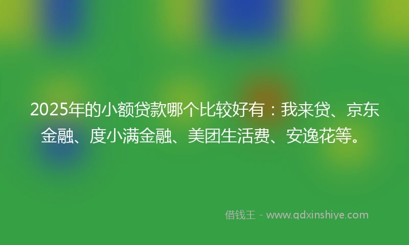 2025年的小额贷款哪个比较好有：我来贷、京东金融、度小满金融、美团生活费、安逸花等。