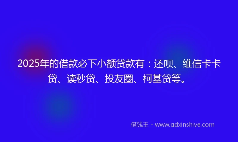 2025年的借款必下小额贷款有：还呗、维信卡卡贷、读秒贷、投友圈、柯基贷等。
