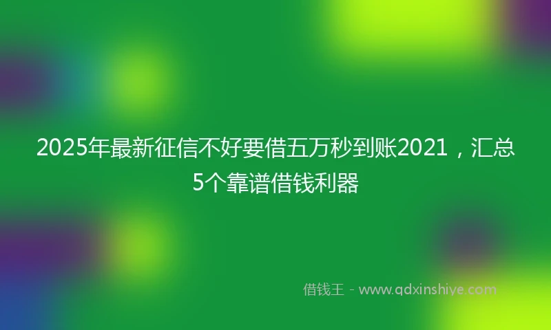 2025年最新征信不好要借五万秒到账2021，汇总5个靠谱借钱利器