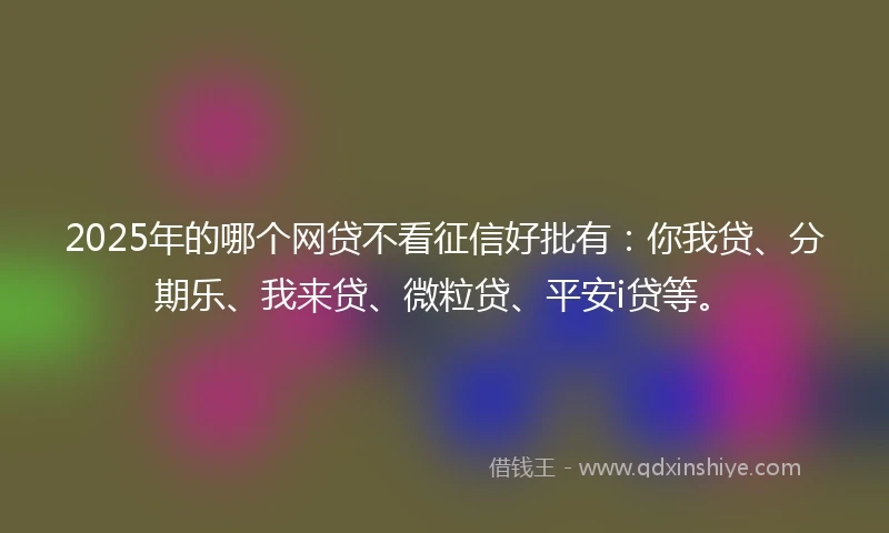 2025年的哪个网贷不看征信好批有：你我贷、分期乐、我来贷、微粒贷、平安i贷等。
